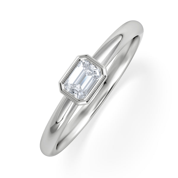 Horizon Emerald Cut Lab Diamond Solitaire Ring 0.25ct H/SI in 9K White Gold